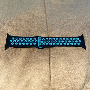 New 42mm Apple Watch Band Replacement Black/Cyan Silicone